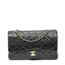 Chanel — Chanel Black Classic Double Flap 26 Shoulder Bag Quilted Lambskin Leather — Handbag — resale