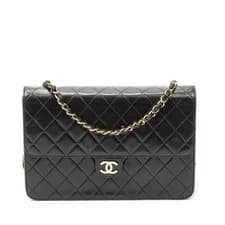 Chanel — Chanel Black Vintage Push Lock Straight Flap Shoulder Bag — Handbag — resale