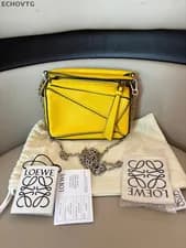 Loewe — LOEWE Mini Puzzle Yellow Leather Shoulder Bag For Women — Handbag — resale