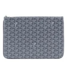 Goyard — Authenticated Goyard Goyardine Senat MM Gray Coated Canvas Fabric — Handbag — resale