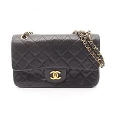 Chanel — CHANEL Matelasse W flap chain Shoulder Bag Lambskin Black Used Women GHW — Handbag — resale