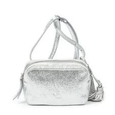 Saint Laurent — Yves Saint Laurent Silver Lou Belt Bag Shoulder Bag Glittery Leather — Handbag — resale