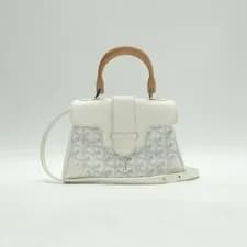 Goyard — Goyard Saigon White Canvas & Leather Satchel T10253584 — Handbag — resale