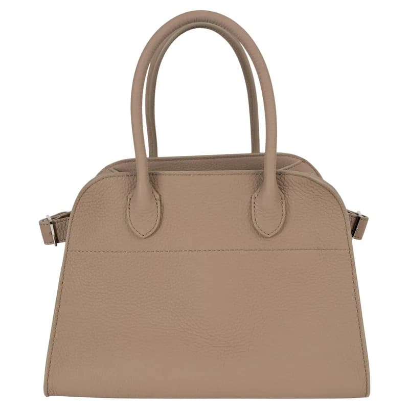The Row — The Row Dark Taupe Beige Leather Soft Margaux 10 Tote Bag — Designer Shoe — resale