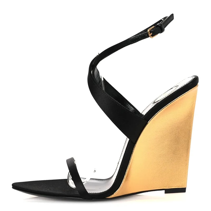 Saint Laurent — Raso Regale Salome 110 Wedge Sandals 39 — Designer Shoe — resale