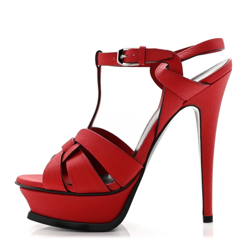 Saint Laurent — Grained Tribute 105 Platform Sandals 36 New — Designer Shoe — resale
