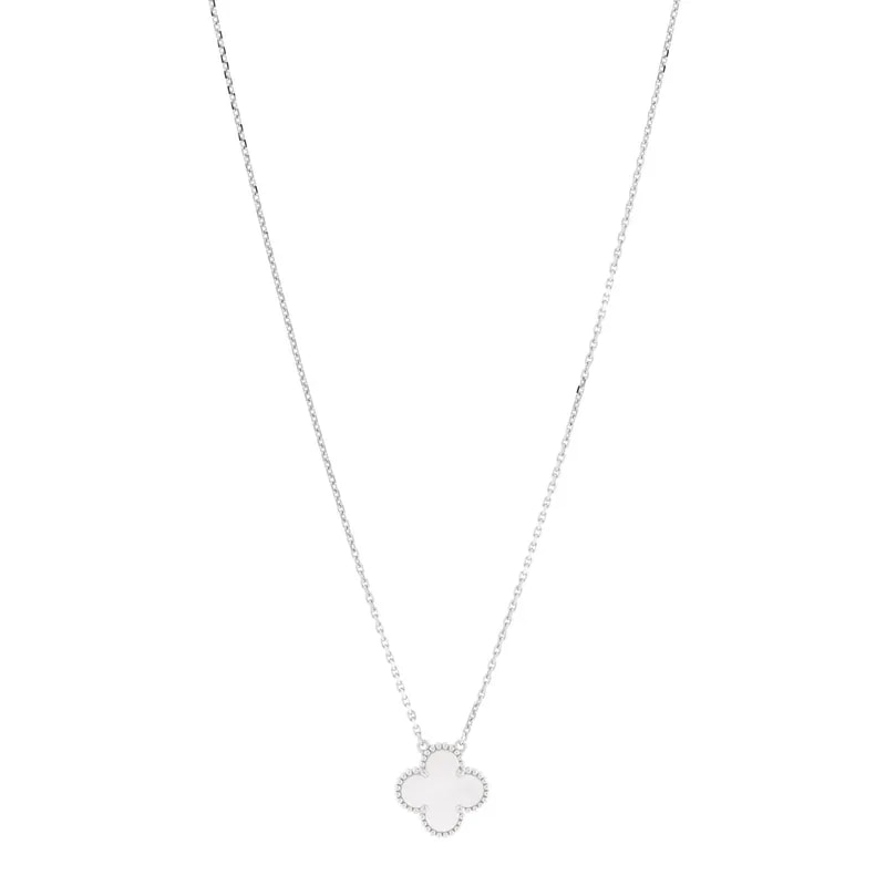 Van Cleef & Arpels — 18K White Gold Mother of Pearl Alhambra Pendant Necklace — Jewelry — resale