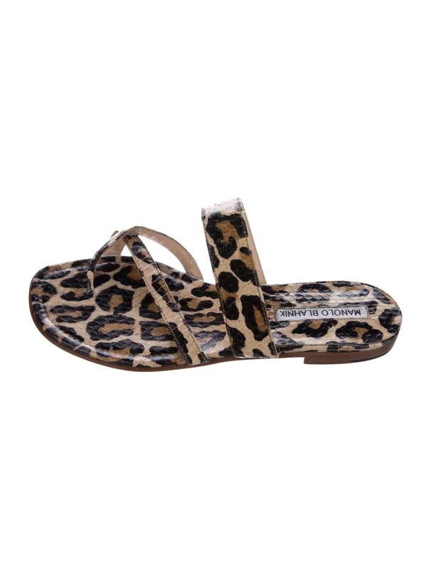 Manolo Blahnik — Animal Print Slides — Designer Shoe — resale