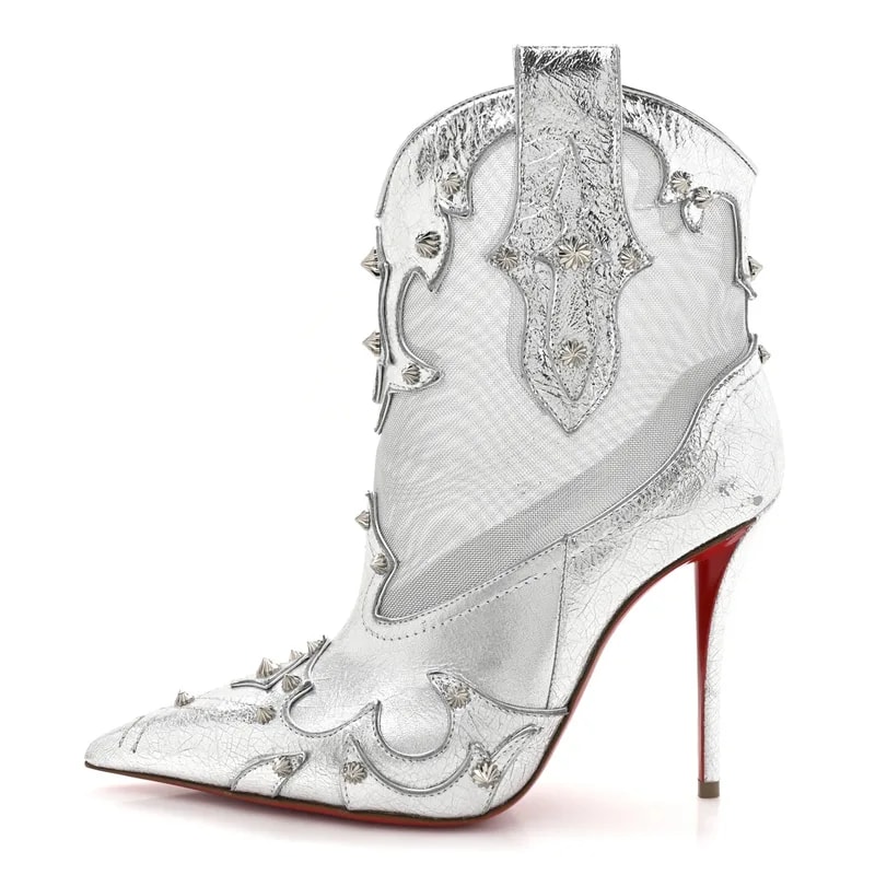 Christian Louboutin — Metallic Bootytiang Western 100 Boots 37 — Designer Shoe — resale