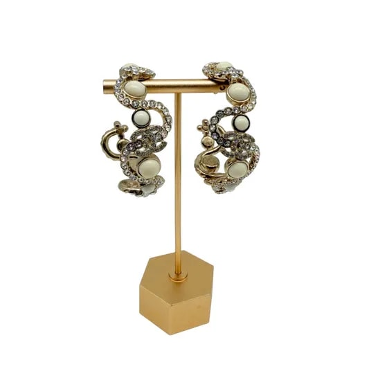 Chanel — Chanel Hoop Clip on Earrings With Crystals and Enamel — Accessory — resale