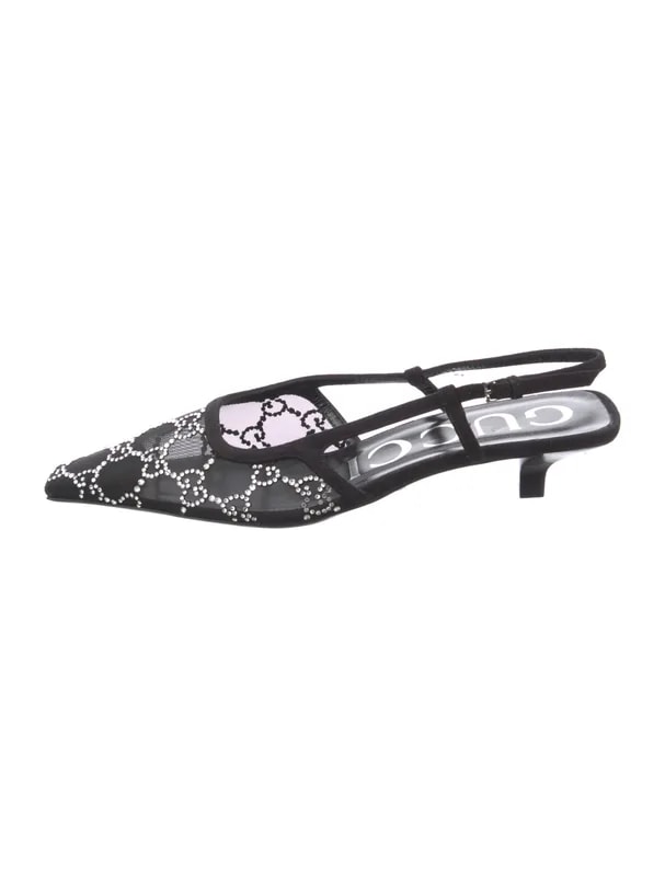 Gucci — GG Logo Slingback Pumps — Designer Shoe — resale