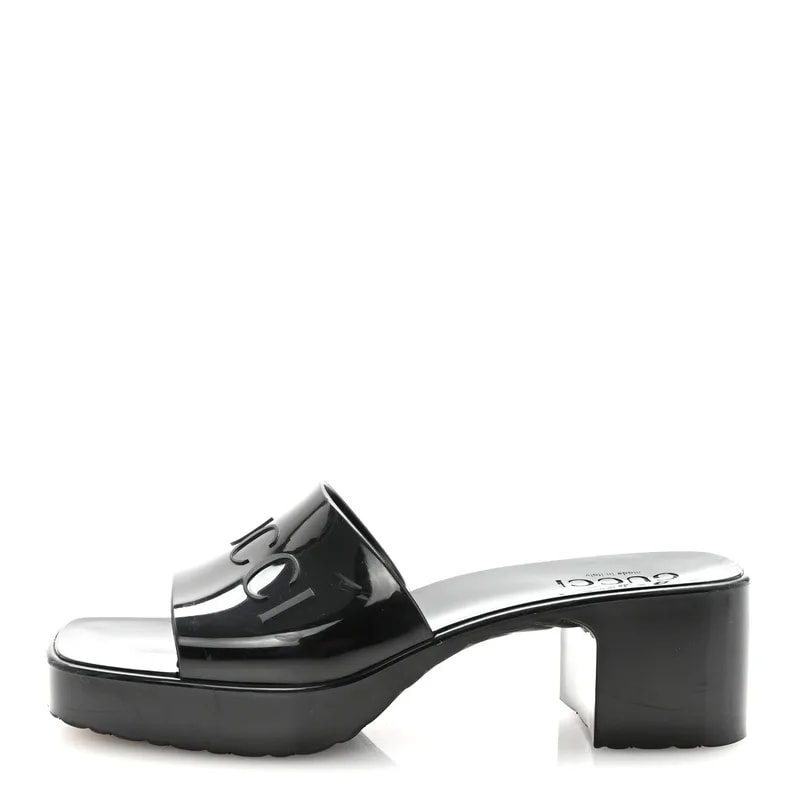 Gucci — Gucci Logo Platform 20/60mm Slide Sandals 37 — Designer Shoe — resale