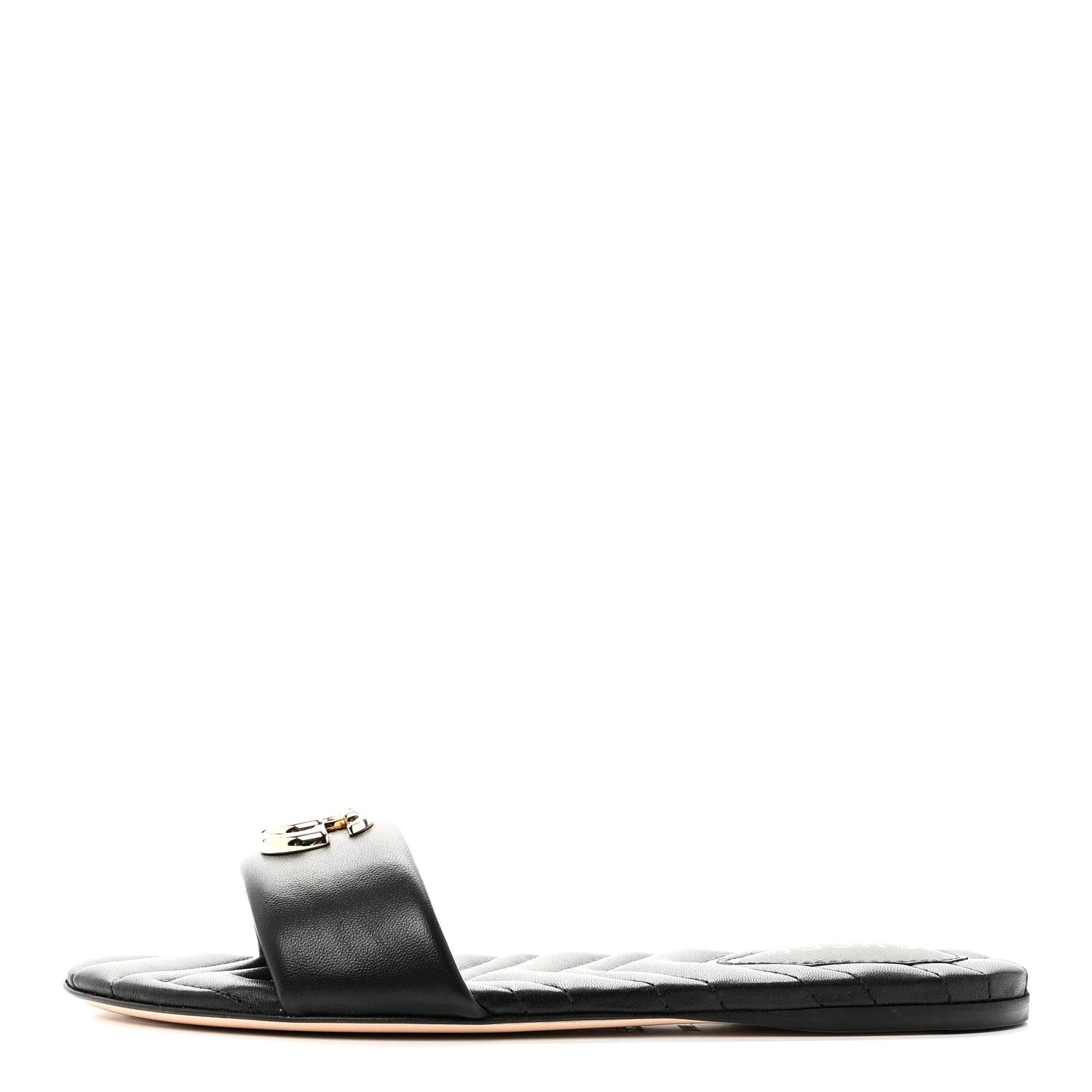 Gucci — Matelasse GG Marmont Flat Slide Sandals 39 — Designer Shoe — resale
