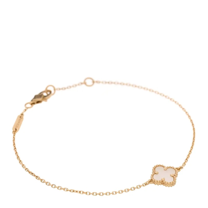 18K Yellow Gold Mother of Pearl Sweet Alhambra Butterfly Bracelet 3