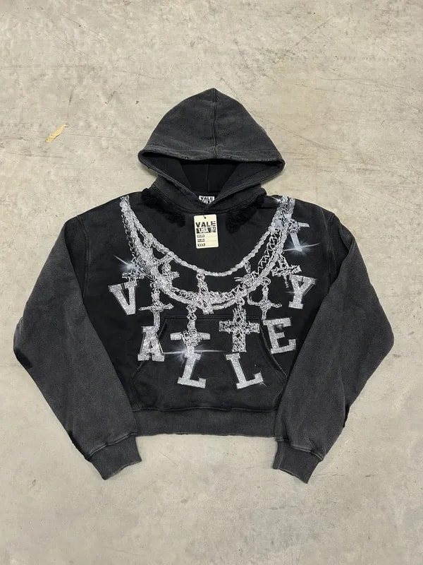 Vale Forever Valley Dreams Big Chain Bling Black Hoodie New 4