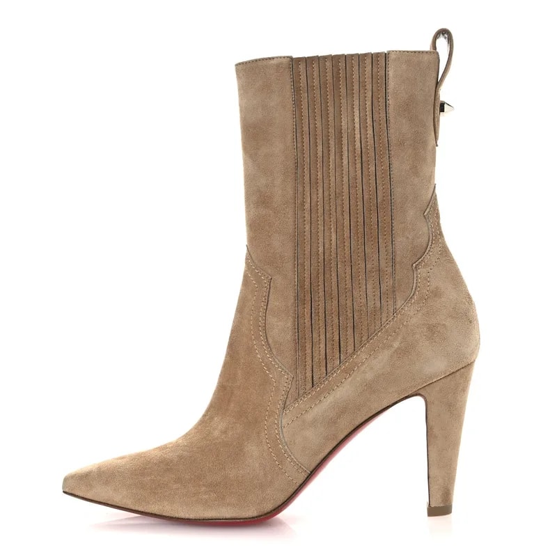 Christian Louboutin — Veau Velours Santigag 85 Ankle Boots 37 Lionne — Designer Shoe — resale