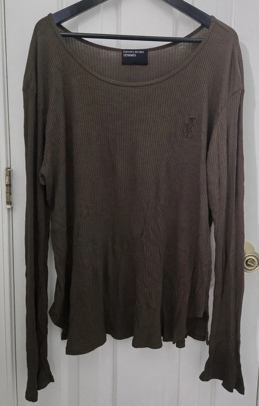ERD Brown Cotton Ribbed Longsleeve Thermal Tee Shirt T-shirt — streetwear — resale