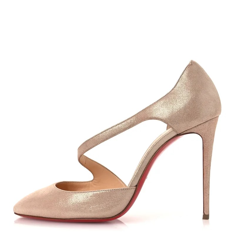 Christian Louboutin — Iridescent Veau Velours Catchy One 100 Pumps 38 Nude — Designer Shoe — resale