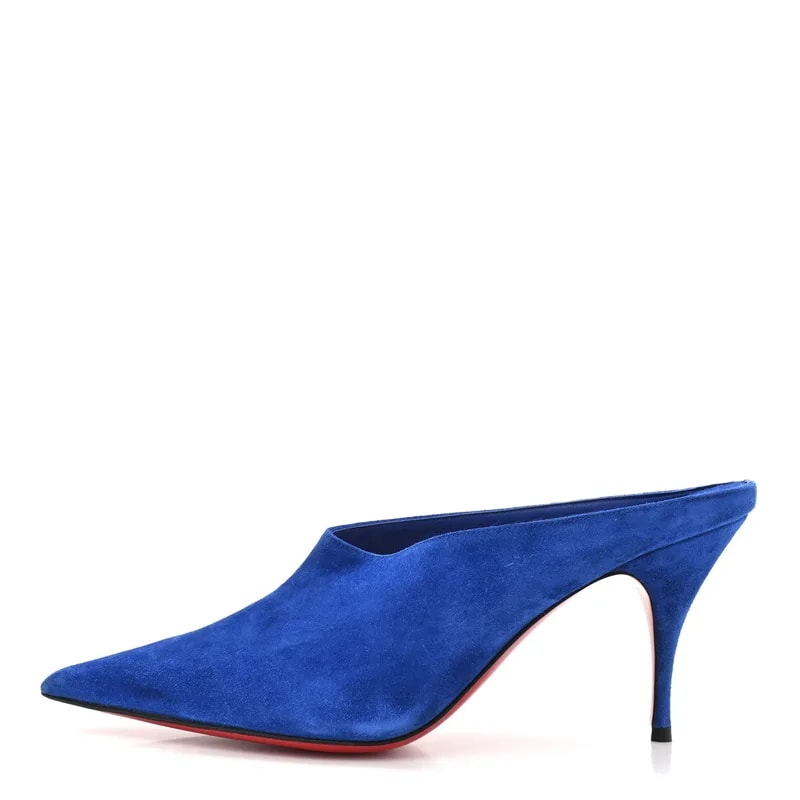 Christian Louboutin — Veau Velours Quart 80 Mules 37 Cyclades — Designer Shoe — resale