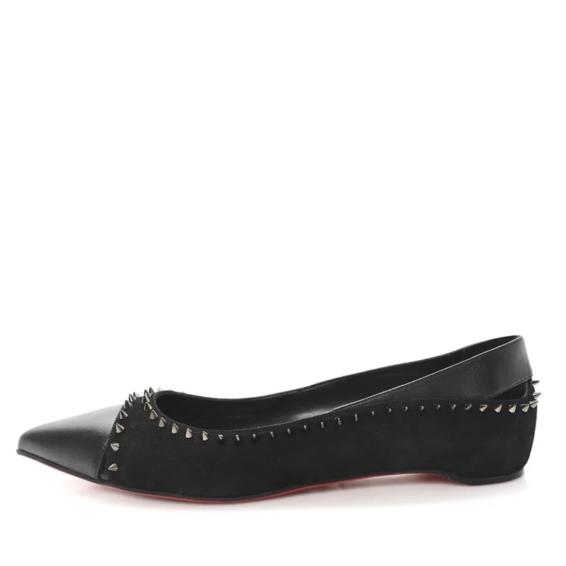 Christian Louboutin — Spikes Duvettina Ballerina Flats 38 — Designer Shoe — resale