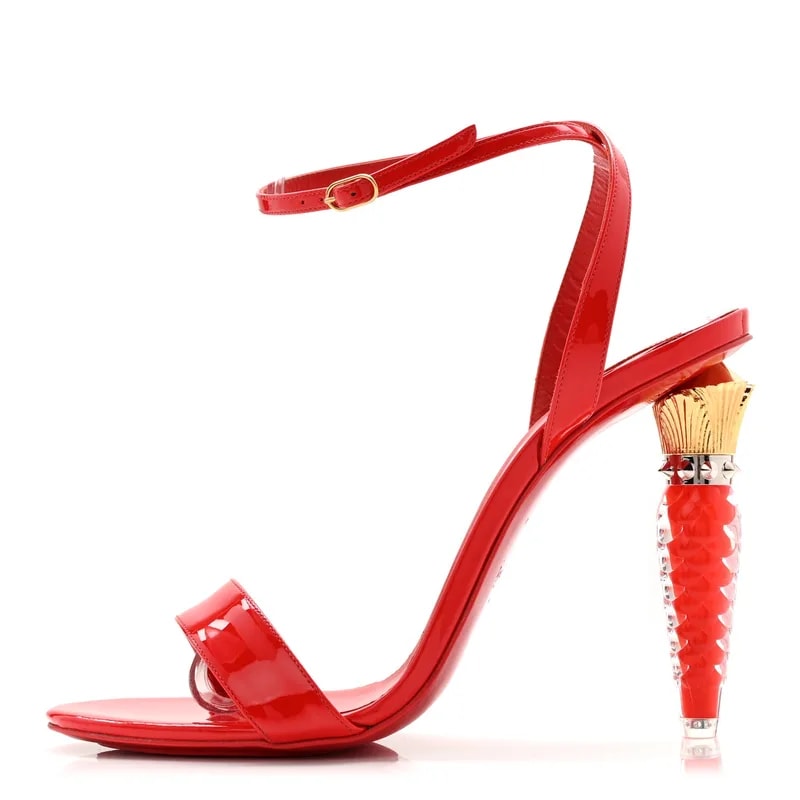 Christian Louboutin — Glossy Lipgloss Queen 100 Sandals 40 Ole — Designer Shoe — resale