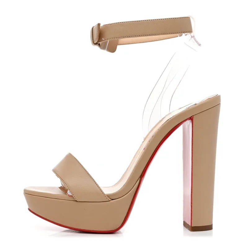 Christian Louboutin — Cherrysandal 140 Platform Sandals 37 Nude — Designer Shoe — resale