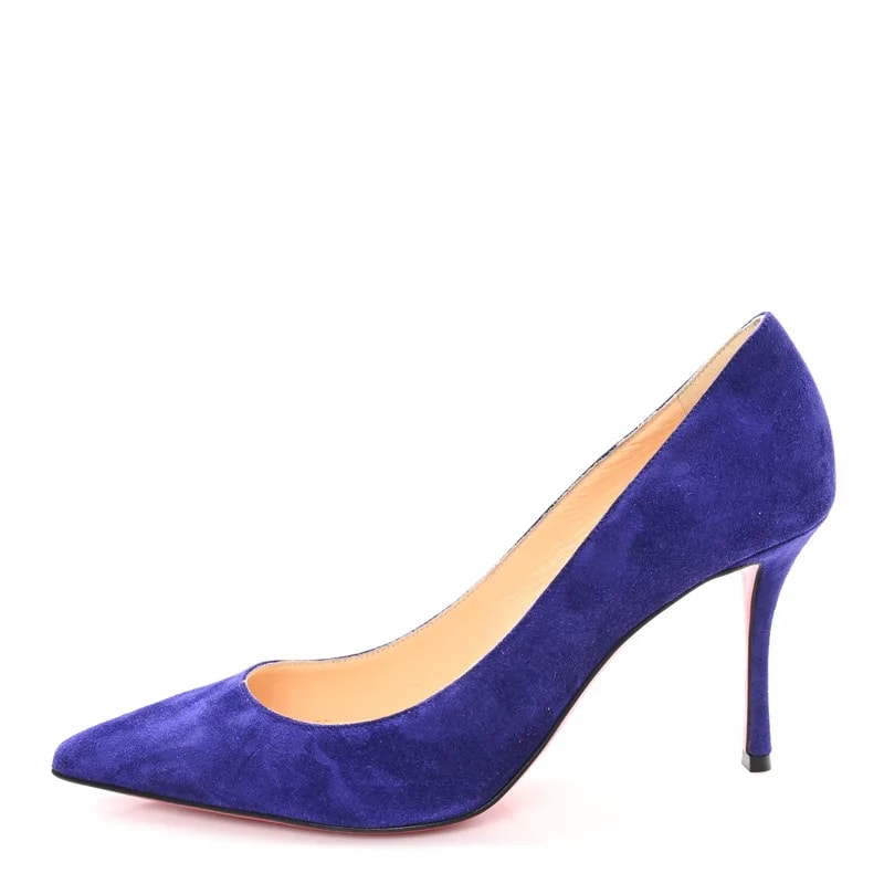 Christian Louboutin — Veau Velours Decoltish 85 Pumps 37.5 Encre — Designer Shoe — resale