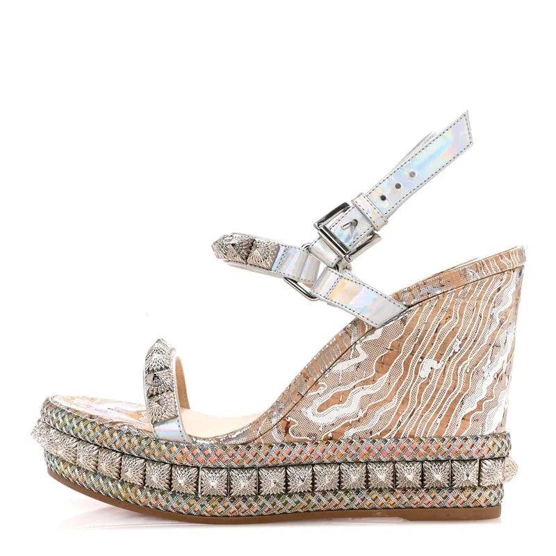 Christian Louboutin — Liege Wavy Pira Ryad 110 Wedge Sandals 37 — Designer Shoe — resale