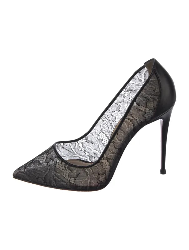Christian Louboutin — Lace Pattern Pumps — Designer Shoe — resale