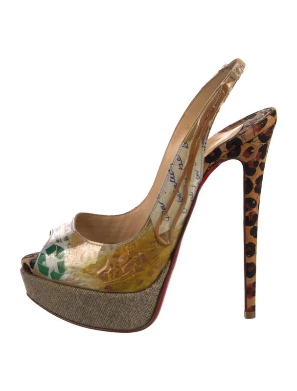 Christian Louboutin — Animal Print Slingback Pumps — Designer Shoe — resale