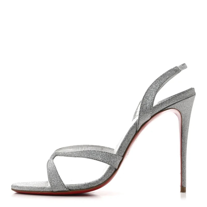 Christian Louboutin — Glitter Emilie 100 Slingback Sandals 37 — Designer Shoe — resale