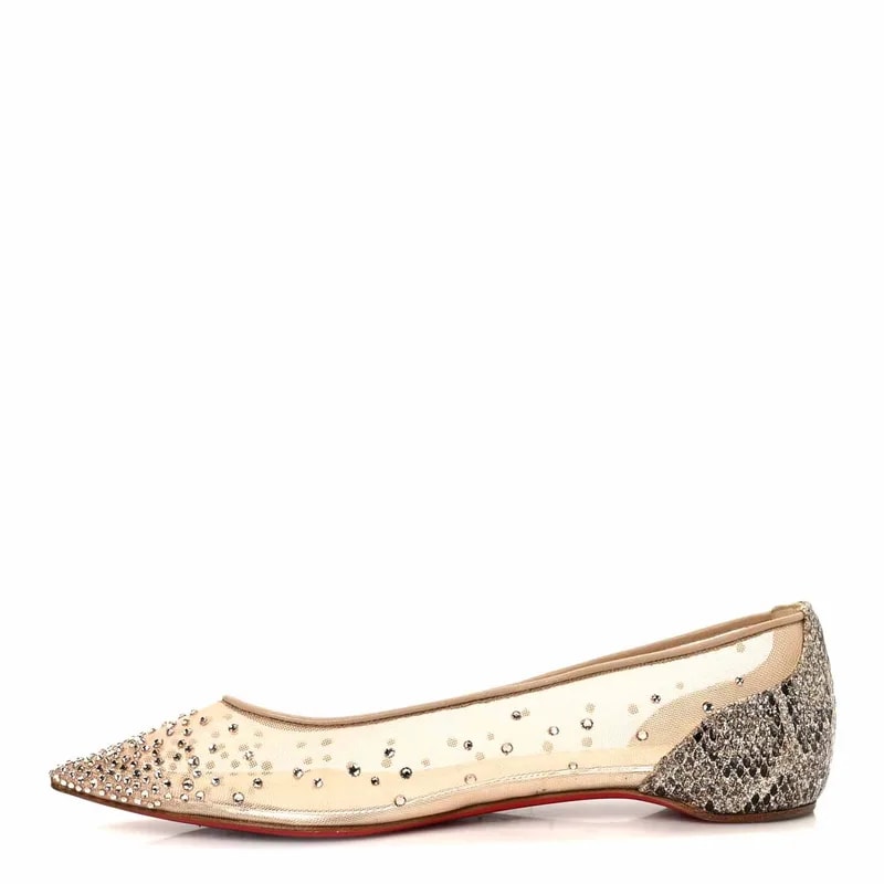 Christian Louboutin — Strass Follies Flats 38 Light — Designer Shoe — resale