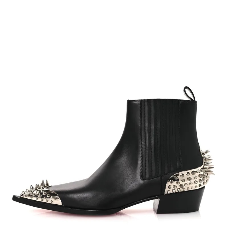 Christian Louboutin — Spiked Chelviss Meteor Flat Ankle Boots 43 — Designer Shoe — resale